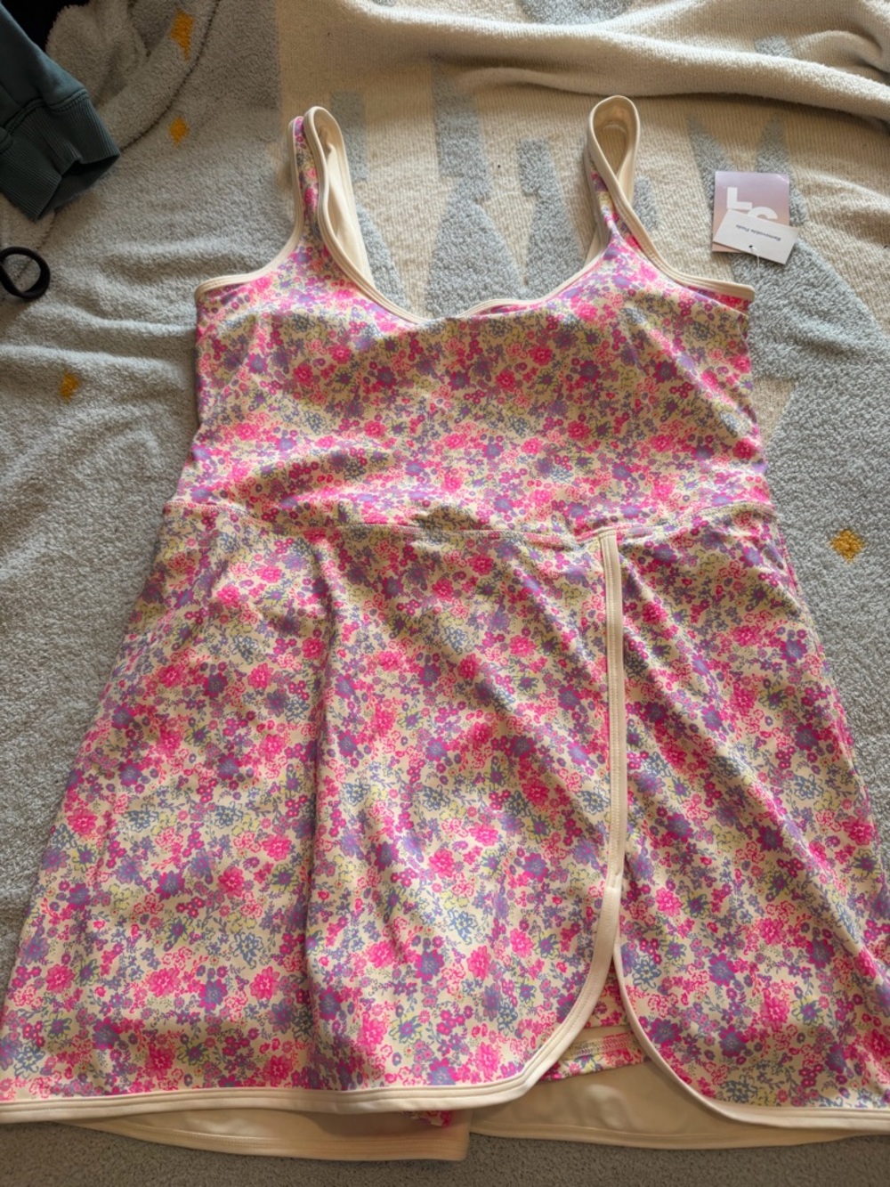 Target Pink Floral Mini Dress with Cream Trim